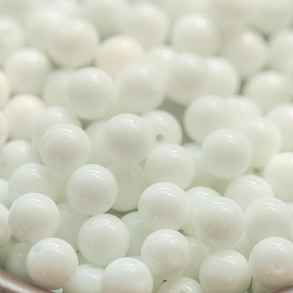 40-14pcs Ceramics Glazed Ivory White Beads