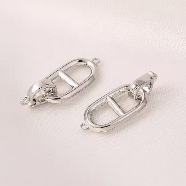 Brass Double Ring Twister Clasps Gold Platinum Plated