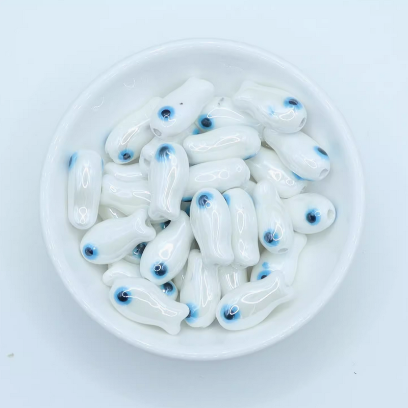 5pcs Ceramics Glazed Cute Fish Pendants