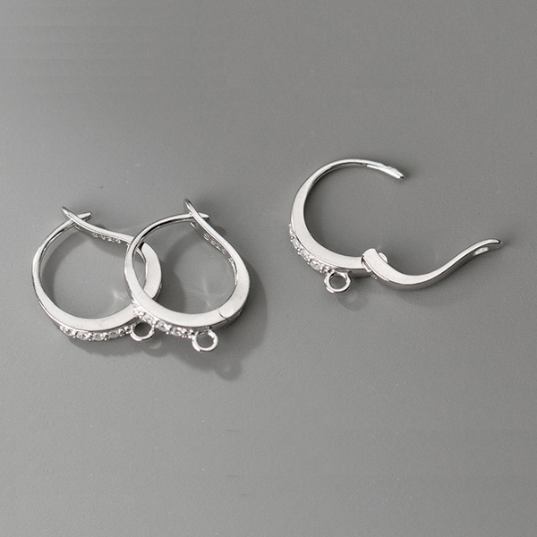 1 Pair 925 Sterling Silver Earring Hoop Zirconic Loop