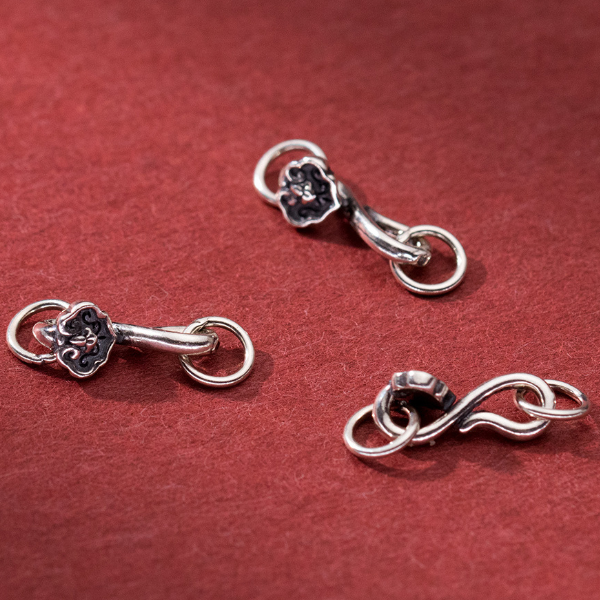 925 Sterling Silver Lucky Hook Clasp With Rings-Chinese Characteristics