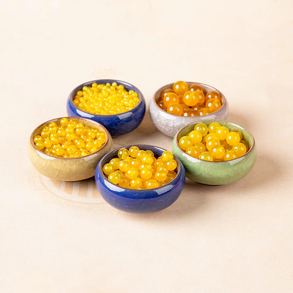 10pcs Agate Round Honey Wax Yellow Beads