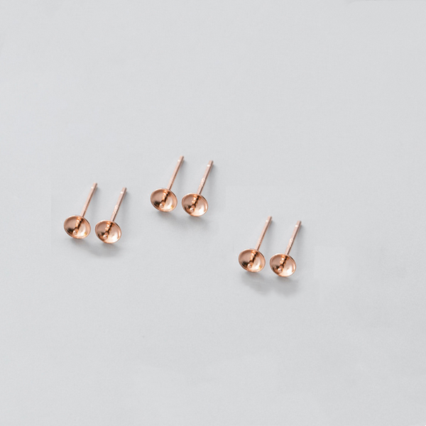 1 Pair 925 Sterling Silver Earring Base, Top Needle+No Ring