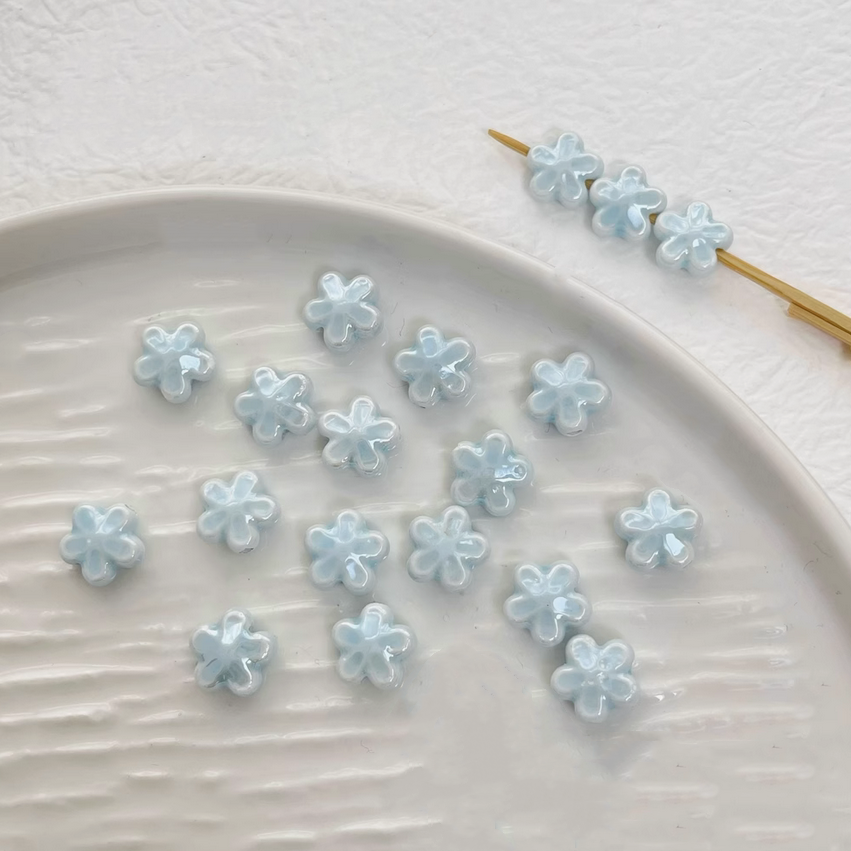 Ceramics Glazed Flower Beads Spare Spacers