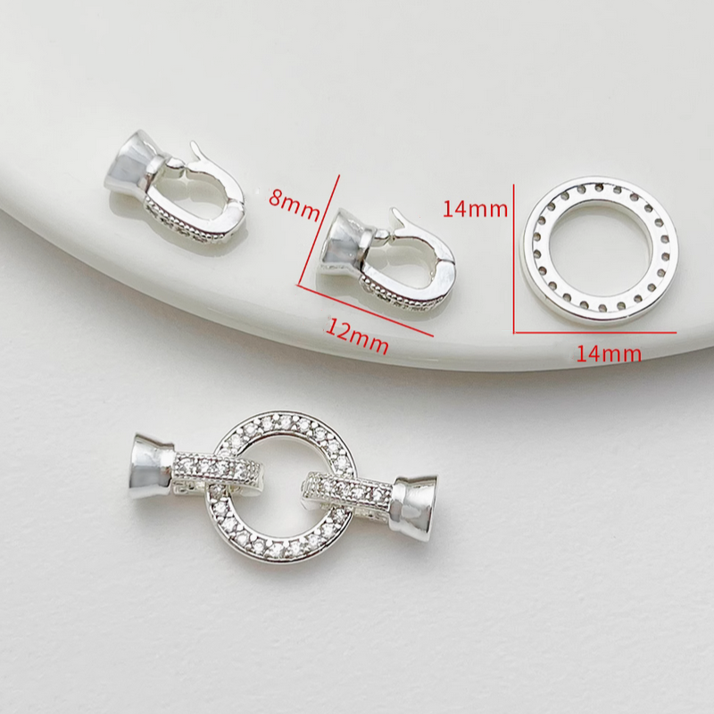 Brass Zircon Snake Ring Double Connector Fold Over Clasp