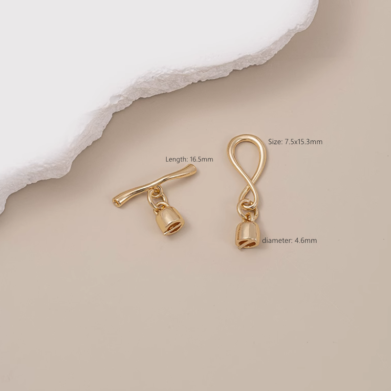 Brass 14K Gold Gilded Toggle Clasp OT Infinite Buckle Jewelry Findings