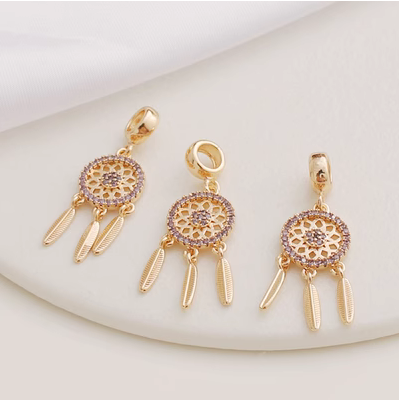 Alloy Dream Catcher Pendant 14K Plated+Zircon - PMMW-02