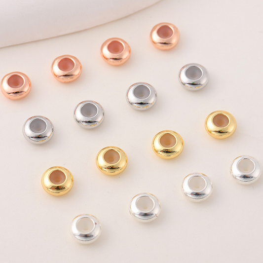 10pcs Brass Spacer Flat Round Bead With Silicone