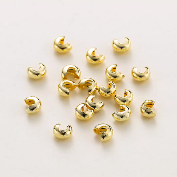 50pcs Half Round Open Crimp Beads / Knot Cover