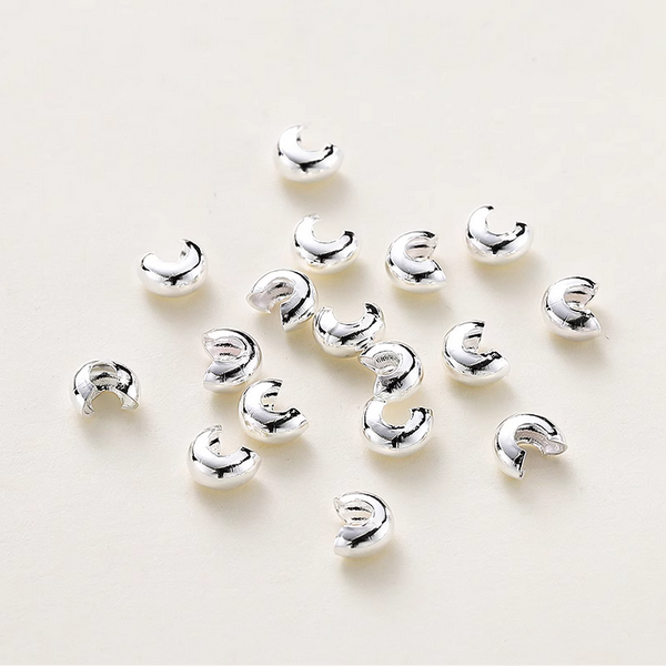 50pcs Half Round Open Crimp Beads / Knot Cover