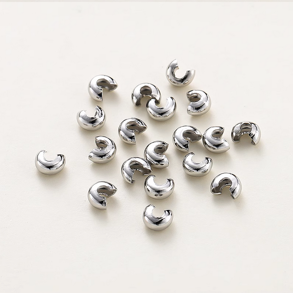 50pcs Half Round Open Crimp Beads / Knot Cover