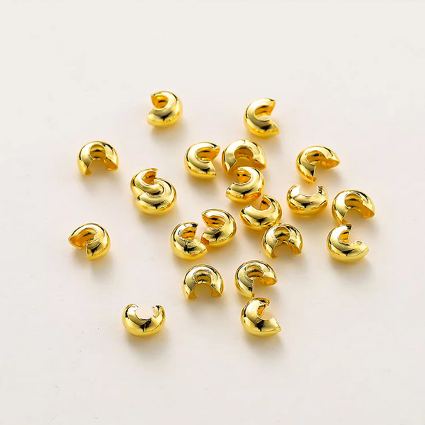 50pcs Half Round Open Crimp Beads / Knot Cover