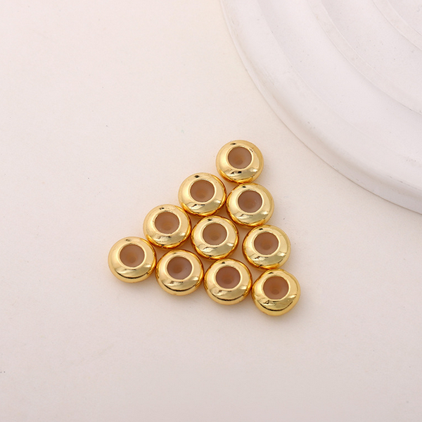 10pcs Brass Spacer Flat Round Bead With Silicone