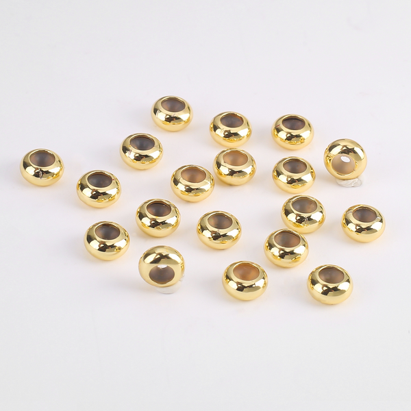 10pcs Brass Spacer Flat Round Bead With Silicone