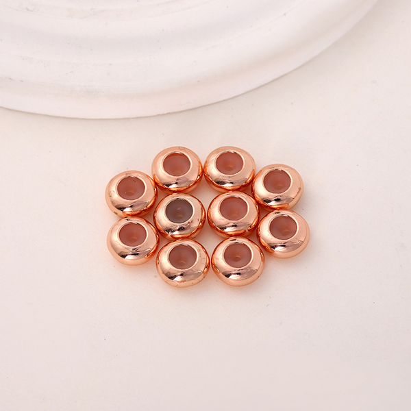 10pcs Brass Spacer Flat Round Bead With Silicone