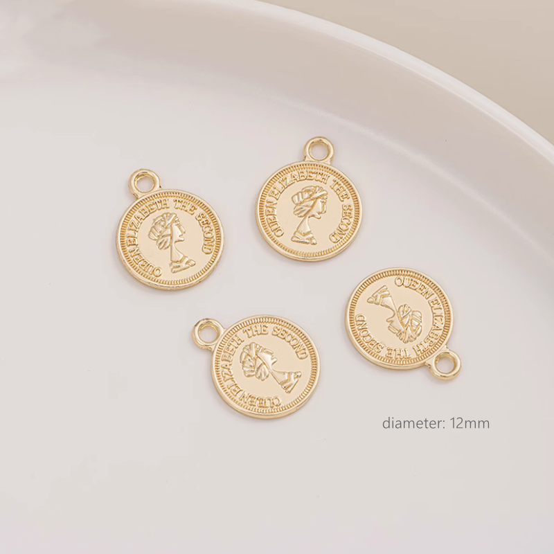 Brass Gilded Charms Pendant Piece Coin Ellipse Rectangle Plate