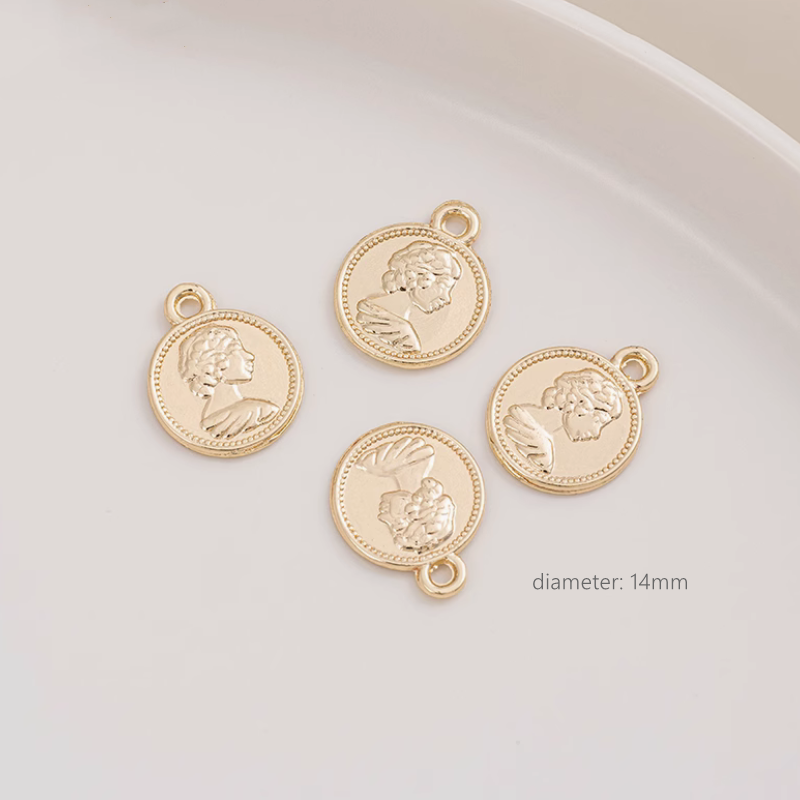 Brass Gilded Charms Pendant Piece Coin Ellipse Rectangle Plate