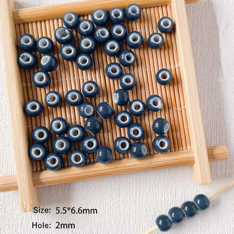 5pcs Ceramics Glazed Beads Tubes Ellipse