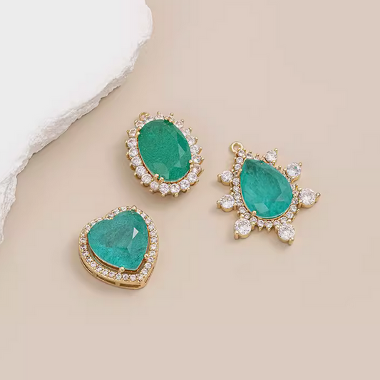 Brass Zirconic Paraiba Stone Pendant