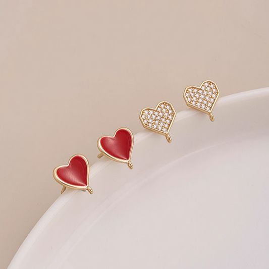 1 Pairs Brass Zircon/Dispensing Heart Earrings