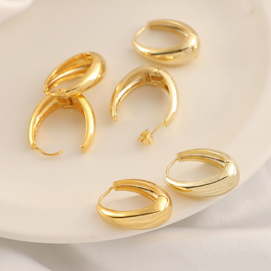 1 Pairs Brass Ellipse Earring