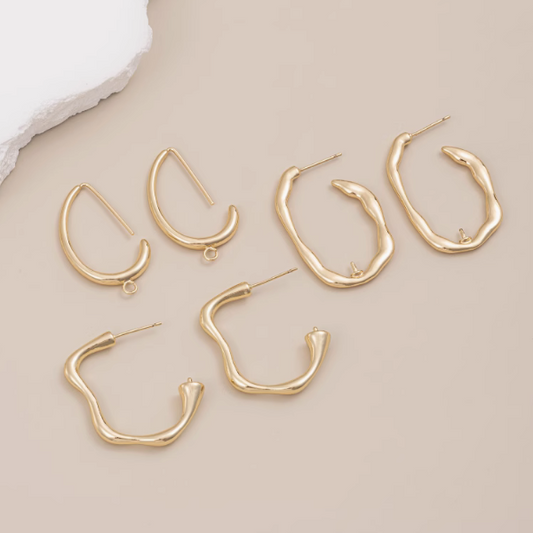 1 Pairs Classic Hoops 14K Gold Earring Plain Fashion Girls Woman Jewellry