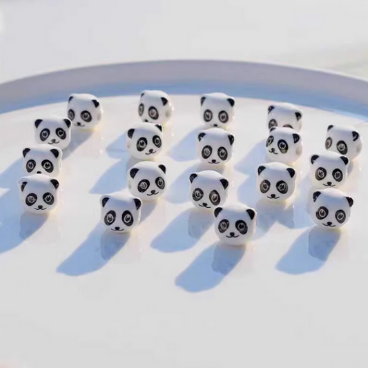 10pcs Ceramics Glazed Beads Panda Charms Pendant Spacer DIY Jewelry