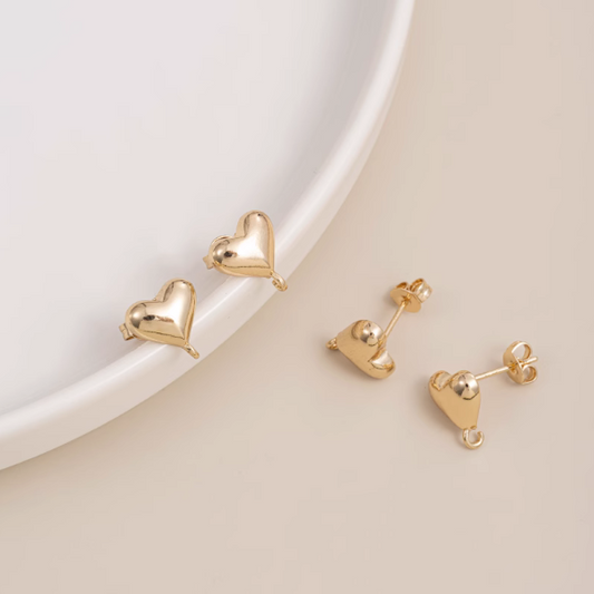 1 Pairs Brass Heart Earring With Hanging Ring