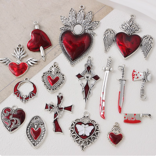 Pendant Halloween Theme Gothic Dark Handmaking DIY Charms Heart Sword