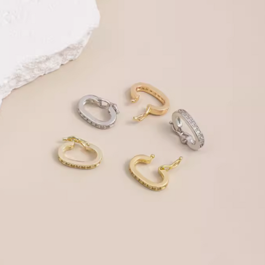 Brass Clip Clasp Zirconic Jump Ring