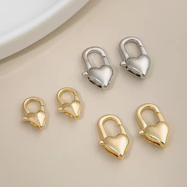 Brass Heart Lock Shape Spring Clasp