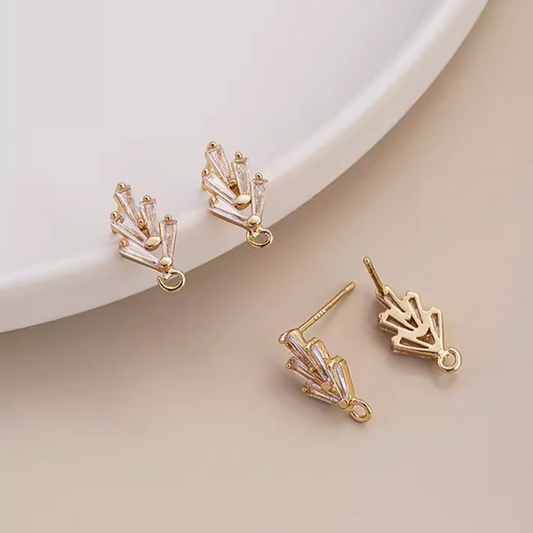 1 Pairs Brass Zirconic Column Earring Plate