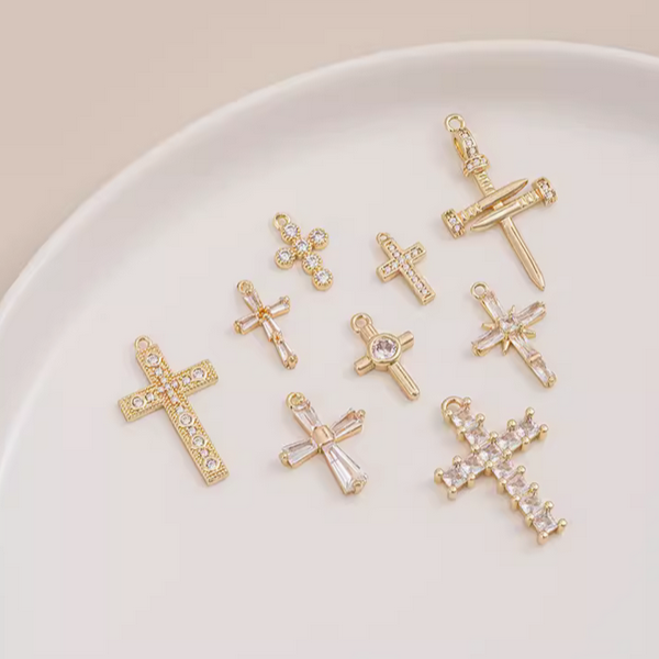 Brass Zirconic Cross Pendants