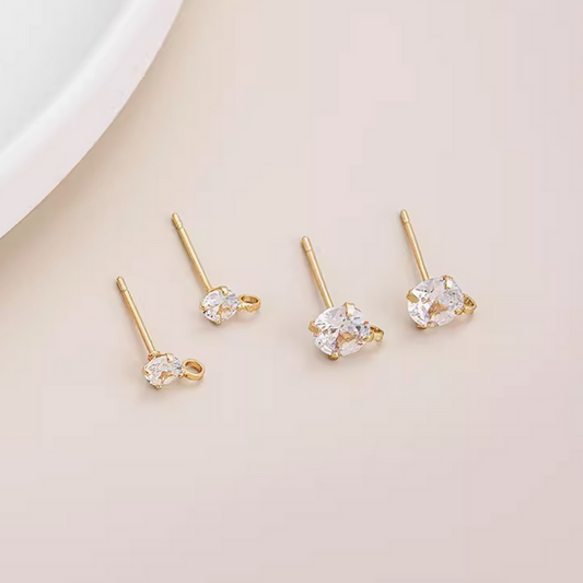 1 Pairs Brass Zircon Earrings Base