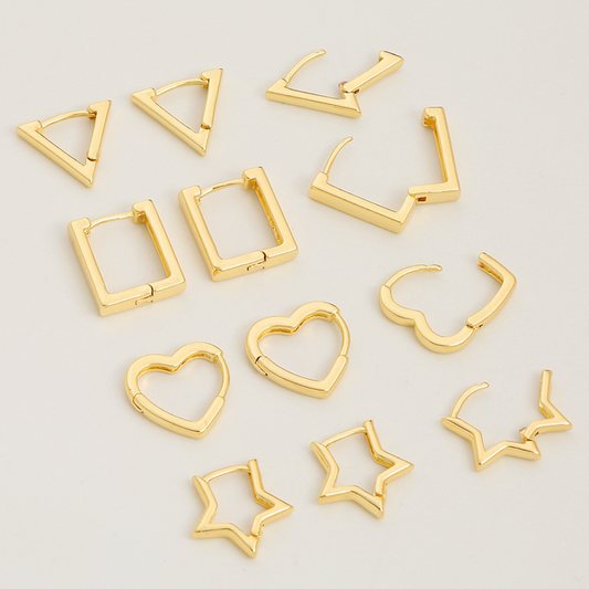 1 Pair Brass Plain Geometry Earring