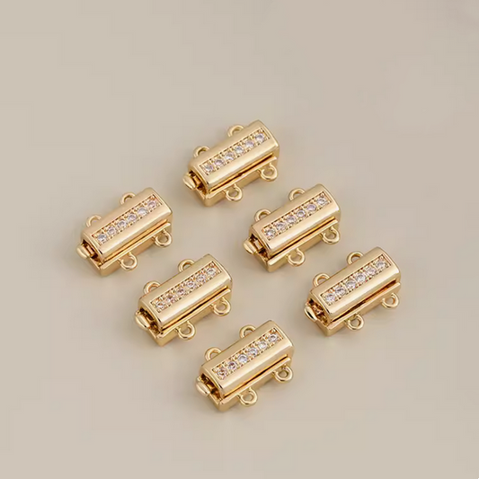 Brass 2 Row Electroplated Zircon Insert Clip Clasp