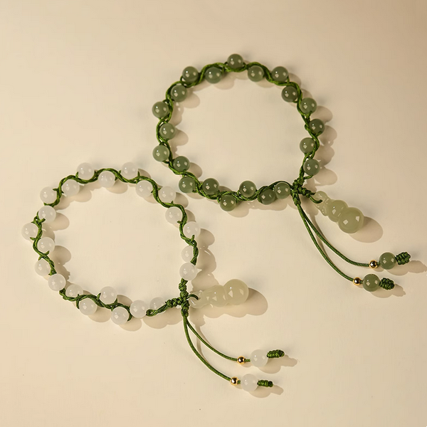 Handmade Rope Braided Bracelet With Nature Jade Beads