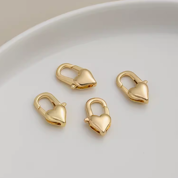 Brass Heart Lock Shape Spring Clasp