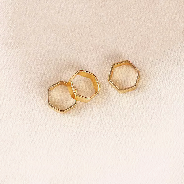 Brass Hexagon/Ring Beads Enwrap Ring