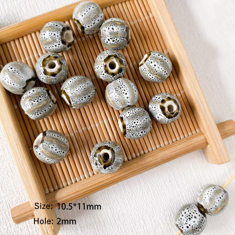 5pcs Ceramics Glazed Beads Tubes Ellipse