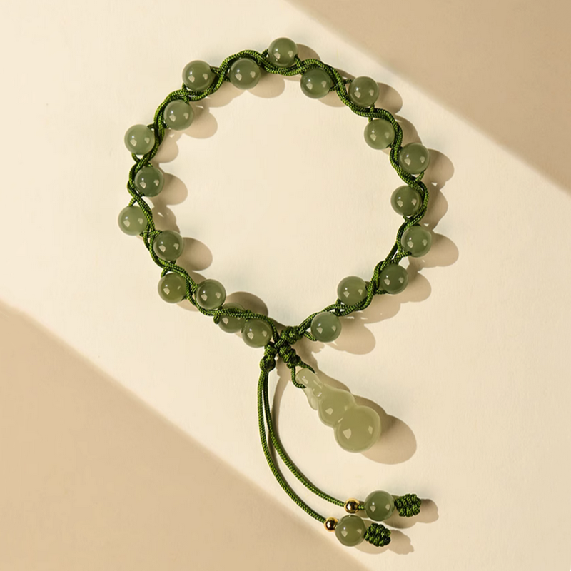 Handmade Rope Braided Bracelet With Nature Jade Beads