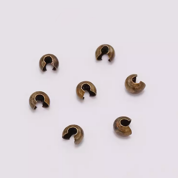 100pcs Half Round Open Crimp Beads / Knot Cover