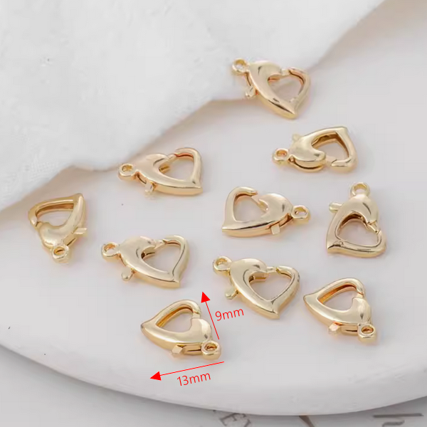 Brass Heart Shape Spring Ring Clasp