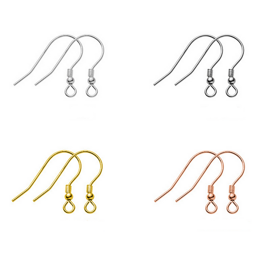 5 Pairs Brass Earring Hook Spiral + Ball Style