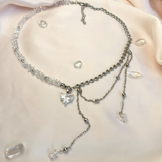 Shiny White Crystal Beads Necklace diy Parts