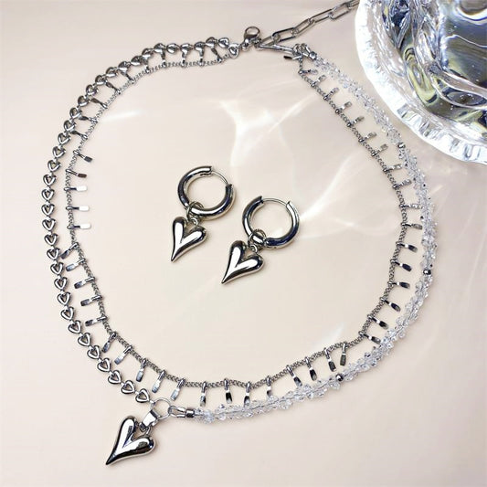 Crystal Beads DIY Material Necklace Heart Chain