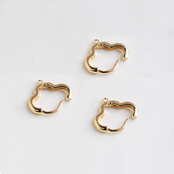 1 Pair Multiple Rings Brass Earring Hoop, 14K Gold Plated