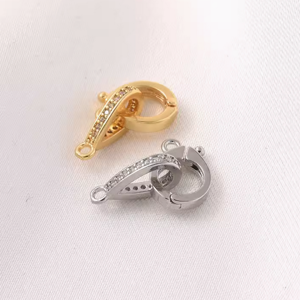 Brass Zirconic Double Ring Spring Clasp