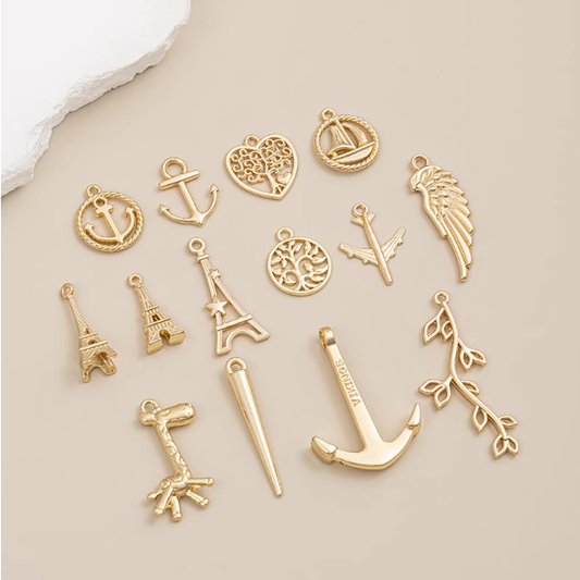 Different Alloy Fashion Pendant for Handmaking DIY, 14K Plated