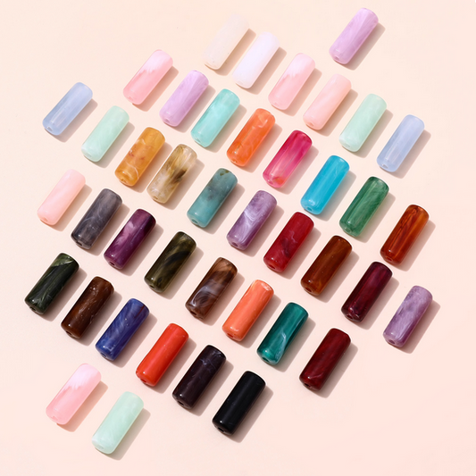 10pcs Acrylic Tubular Bead Gradient Colors